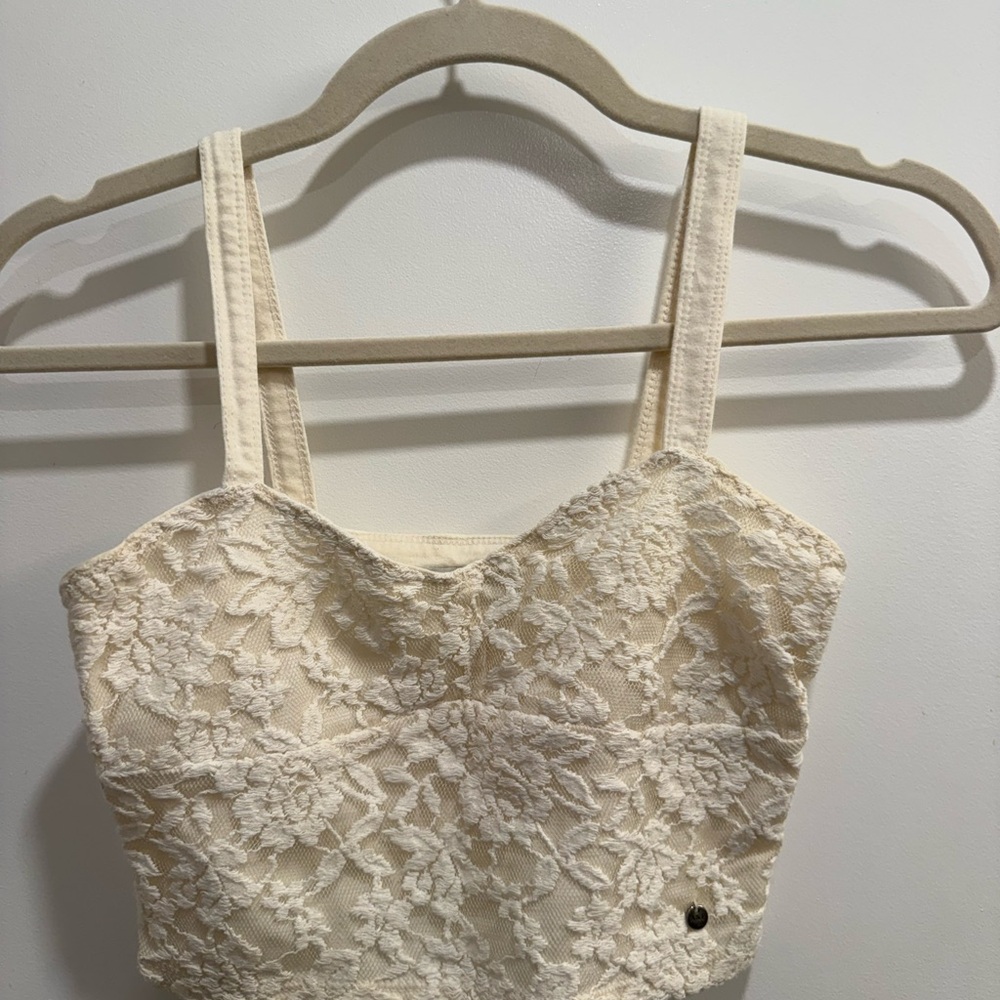 Cream Lace Crop Top